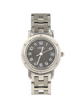 Hermes SS Quartz Bracelet Black Arabic